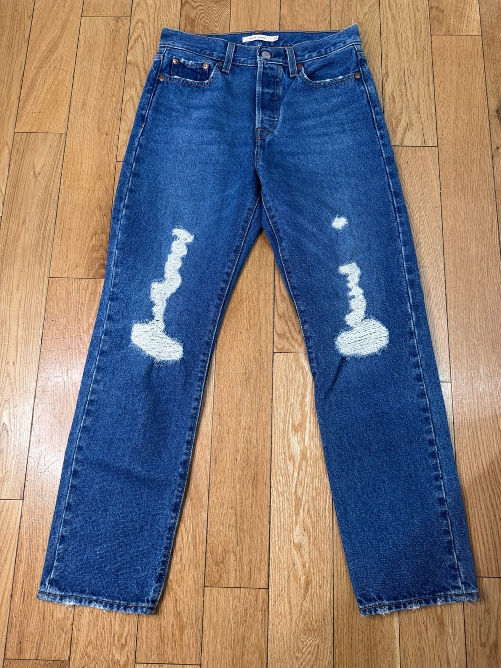 Levi's Wedgie Straight Distressed 26 Premium Denim Jeans - Blue